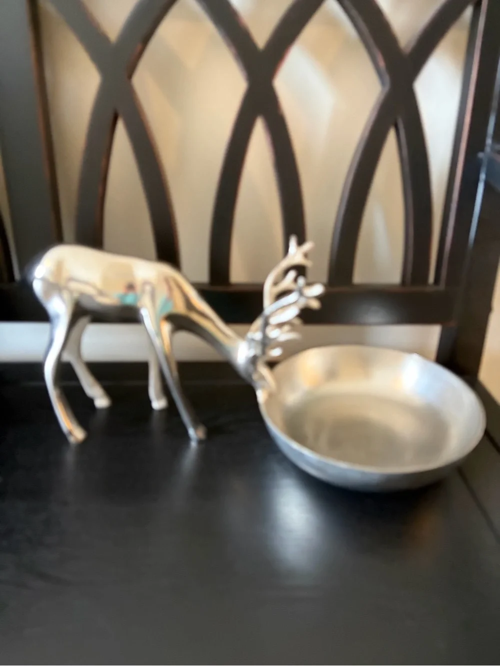 Decorative Silver Reindeer candy Bowl - Silver